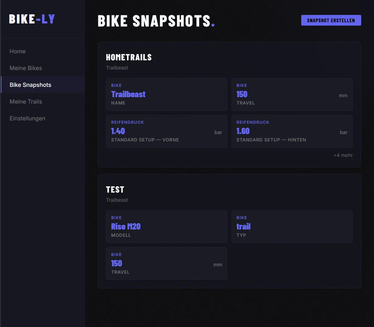 Bike-Ly App – Komponenten- und Teile-Verwaltung